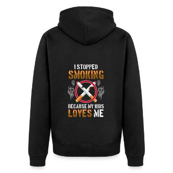 Nichtraucher Rauchen Gesundheit - Unisex Premium Bio Zip Hoodie - Schwarz - Hinten - Nico (187cm)