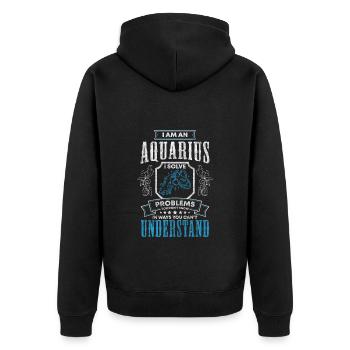 Wassermann Februar Uranus Planeten - Unisex Premium Bio Zip Hoodie - Schwarz - Hinten - Nico (187cm)