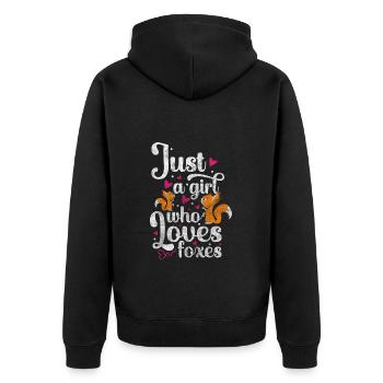 Fuchs Schlau Weisheit Wildnis - Unisex Premium Bio Zip Hoodie - Schwarz - Hinten - Nico (187cm)