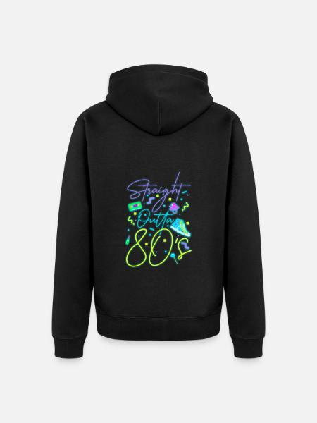 80s neon sign - Unisex Premium Organic Zip Hoodie - black