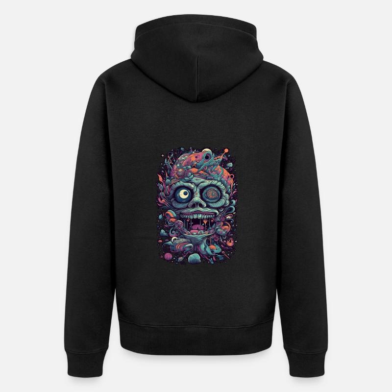 Trippy Explosion - Psychedelisches Motiv - Unisex Premium Bio Zip Hoodie - Schwarz
