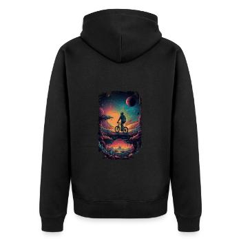 Happy Bicycle Day - Trippy Motif - Unisex Premium Organic Zip Hoodie - black - Back - Nico (187cm)