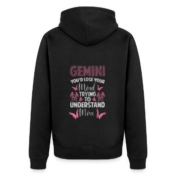 Zodiac sign Horoscope Air Ascendant - Unisex Premium Organic Zip Hoodie - black - Back - Nico (187cm)