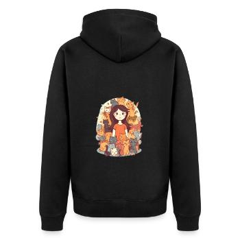 Crazy Cat Lady - Femme avec beaucoup de chats - Veste à capuche bio Premium Unisexe - noir - Dos - Nico (187cm)