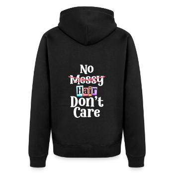 Glatze Platte Haarausfall Bart - Unisex Premium Bio Zip Hoodie - Schwarz - Hinten - Nico (187cm)