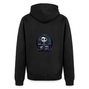 Drummer Schlagzeug smile - Unisex Premium Bio Zip Hoodie - Schwarz - Hinten - Nico (187cm)