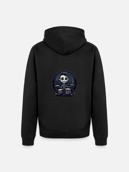 Drummer Schlagzeug smile - Unisex Premium Bio Zip Hoodie - Schwarz