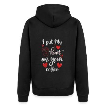 Barkeeper Genießer Latte Macchiato Kaffeebohne - Unisex Premium Bio Zip Hoodie - Schwarz - Hinten - Nico (187cm)
