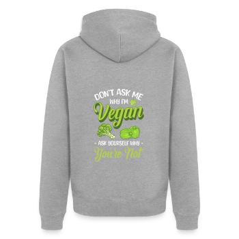 Végétalisme Nourriture végétarienne - Veste à capuche bio Premium Unisexe - gris chiné - Dos - Nico (187cm)