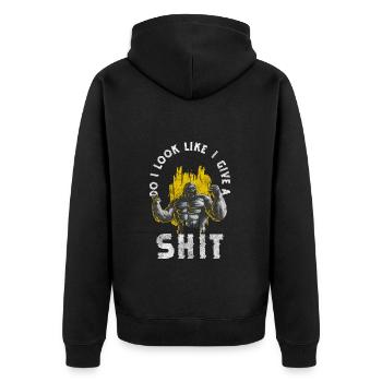 Monkey Zoo Primate - Unisex Premium Organic Zip Hoodie - black - Back - Nico (187cm)