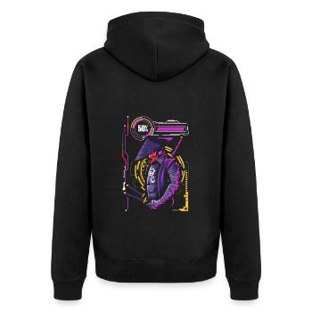 Cyberpunk Streetwear Japan Futuristisch - Unisex Premium Bio Zip Hoodie - Schwarz - Hinten - Nico (187cm)