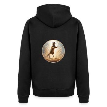 Erdmännchen in Glitzer - Unisex Premium Bio Zip Hoodie - Schwarz - Hinten - Nico (187cm)