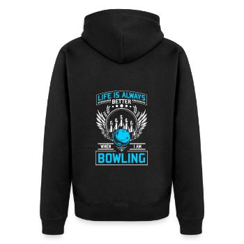 Bowling Ball Bowling Team - Unisex Premium Organic Zip Hoodie - black - Back - Nico (187cm)