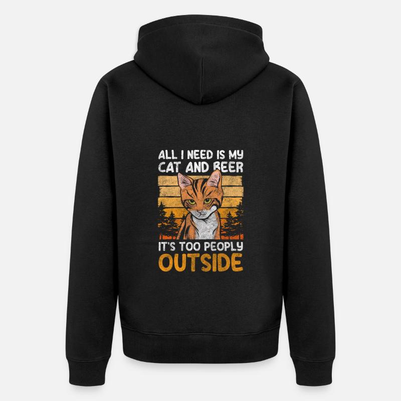 Chats, Chaton, Miaou, Mignon - Veste à capuche bio Premium Unisexe - noir