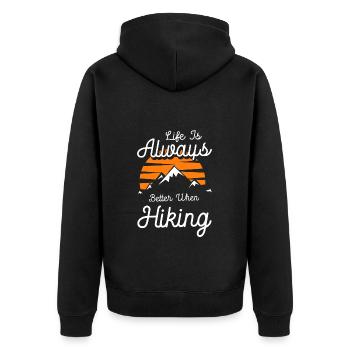 Klettern Gipfel Hobby Abenteuer - Unisex Premium Bio Zip Hoodie - Schwarz - Hinten - Nico (187cm)