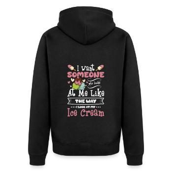 Eiscreme Süß Waffel Frozen Yogurt - Unisex Premium Bio Zip Hoodie - Schwarz - Hinten - Nico (187cm)