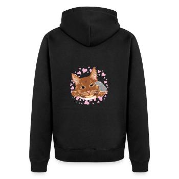 Le chat roux et la souris mignonne sont les meilleurs amis - Veste à capuche bio Premium Unisexe - noir - Dos - Nico (187cm)