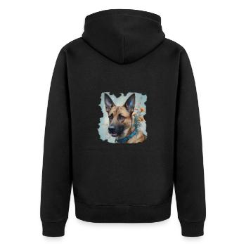 MALINOIS - Unisex Premium Organic Zip Hoodie - black - Back - Nico (187cm)