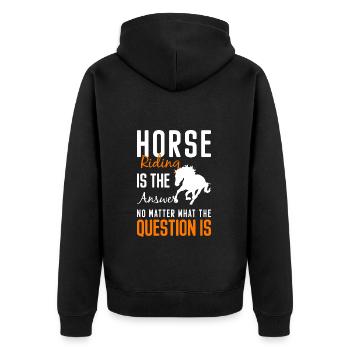 Reiten Stall Freundschaft Pferdesport - Unisex Premium Bio Zip Hoodie - Schwarz - Hinten - Nico (187cm)