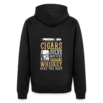 Whiskey Waiter Man Celebration - Unisex Premium Organic Zip Hoodie - black - Back - Nico (187cm)