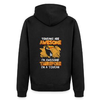 Tukan Tropen Amazonas Fliegen - Unisex Premium Bio Zip Hoodie - Schwarz - Hinten - Nico (187cm)
