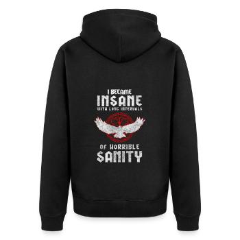 Krähe Mystisch Hexerei Runen - Unisex Premium Bio Zip Hoodie - Schwarz - Hinten - Nico (187cm)