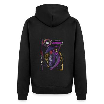 Cyberpunk Roboter Scifi Manga - Unisex Premium Bio Zip Hoodie - Schwarz - Hinten - Nico (187cm)