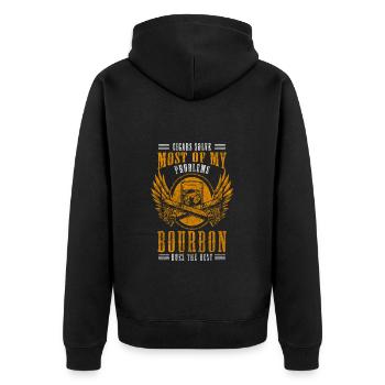 Zigarette Nervös - Unisex Premium Bio Zip Hoodie - Schwarz - Hinten - Nico (187cm)
