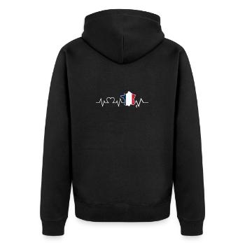 Franzosen Französisch Frankreich - Unisex Premium Bio Zip Hoodie - Schwarz - Hinten - Nico (187cm)