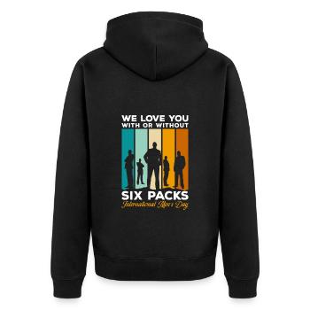 Männertag Vorbild Bartträger Maskulin - Unisex Premium Bio Zip Hoodie - Schwarz - Hinten - Nico (187cm)