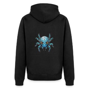 Eine beeindruckende blaue Spinne - Unisex Premium Bio Zip Hoodie - Schwarz - Hinten - Nico (187cm)