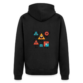 Design "Geo Laughics" - Unisex Premium Bio Zip Hoodie - Schwarz - Hinten - Nico (187cm)