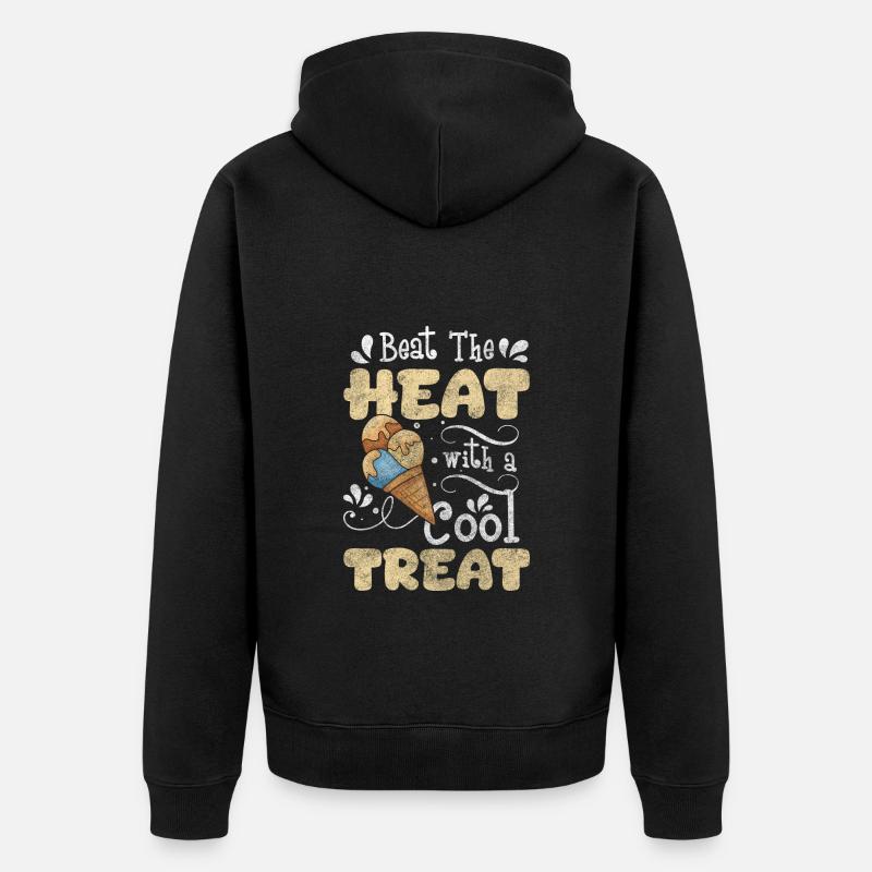 Softeis Waffel Kalt Geschmack - Unisex Premium Bio Zip Hoodie - Schwarz