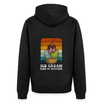 Soft Cream Ball Waffle Cream - Unisex Premium Organic Zip Hoodie - black - Back - Nico (187cm)