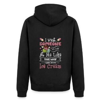 Eis Sommer Geschmack - Unisex Premium Bio Zip Hoodie - Schwarz - Hinten - Nico (187cm)