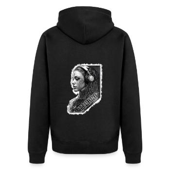 Musik Electro Strahlen - Unisex Premium Bio Zip Hoodie - Schwarz - Hinten - Nico (187cm)