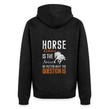 Pferd Freundschaft Mähne Turnierreiten - Unisex Premium Bio Zip Hoodie - Schwarz - Hinten - Nico (187cm)