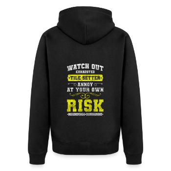 Tiler Floor Men - Unisex Premium Organic Zip Hoodie - black - Back - Nico (187cm)