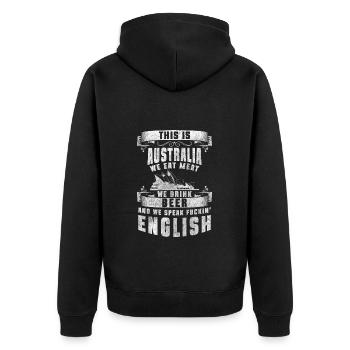 Down Under Earth Ready for a holiday - Unisex Premium Organic Zip Hoodie - black - Back - Nico (187cm)