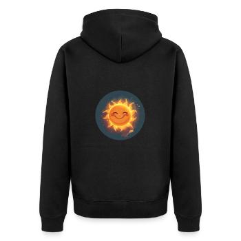 Sonnenstrahl Sonne - Unisex Premium Bio Zip Hoodie - Schwarz - Hinten - Nico (187cm)