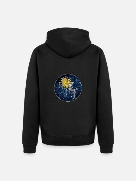 Cosmic Sun and Moon - Unisex Premium Organic Zip Hoodie - black