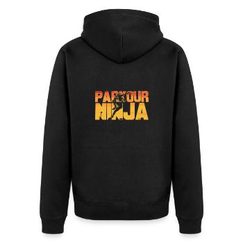 Parkour Ninja Rétro Vintage Urban Lovers - Veste à capuche bio Premium Unisexe - noir - Dos - Nico (187cm)