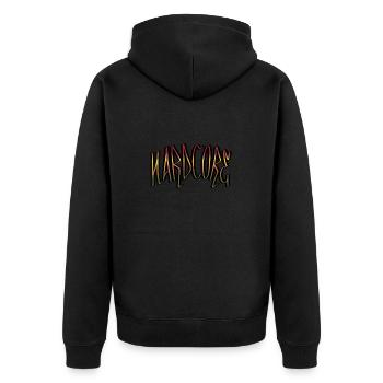 hardcore V2.1 - Unisex Premium Organic Zip Hoodie - black - Back - Nico (187cm)