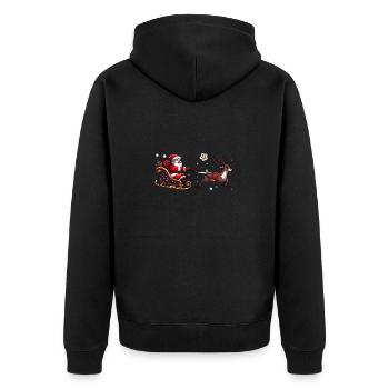 Weihnachtsmann mit Schlitten und Rentier - Unisex Premium Bio Zip Hoodie - Schwarz - Hinten - Nico (187cm)