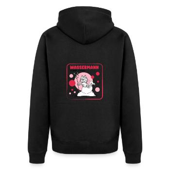 Sternzeichen Wassermann - Unisex Premium Bio Zip Hoodie - Schwarz - Hinten - Nico (187cm)