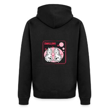Sternzeichen Zwilling - Unisex Premium Bio Zip Hoodie - Schwarz - Hinten - Nico (187cm)