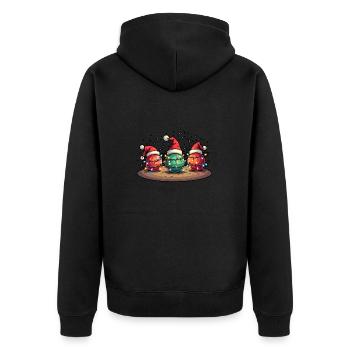 Pétanque Noël Officiel Boules Cadeau Noel - Unisex Premium Bio Zip Hoodie - Schwarz - Hinten - Nico (187cm)