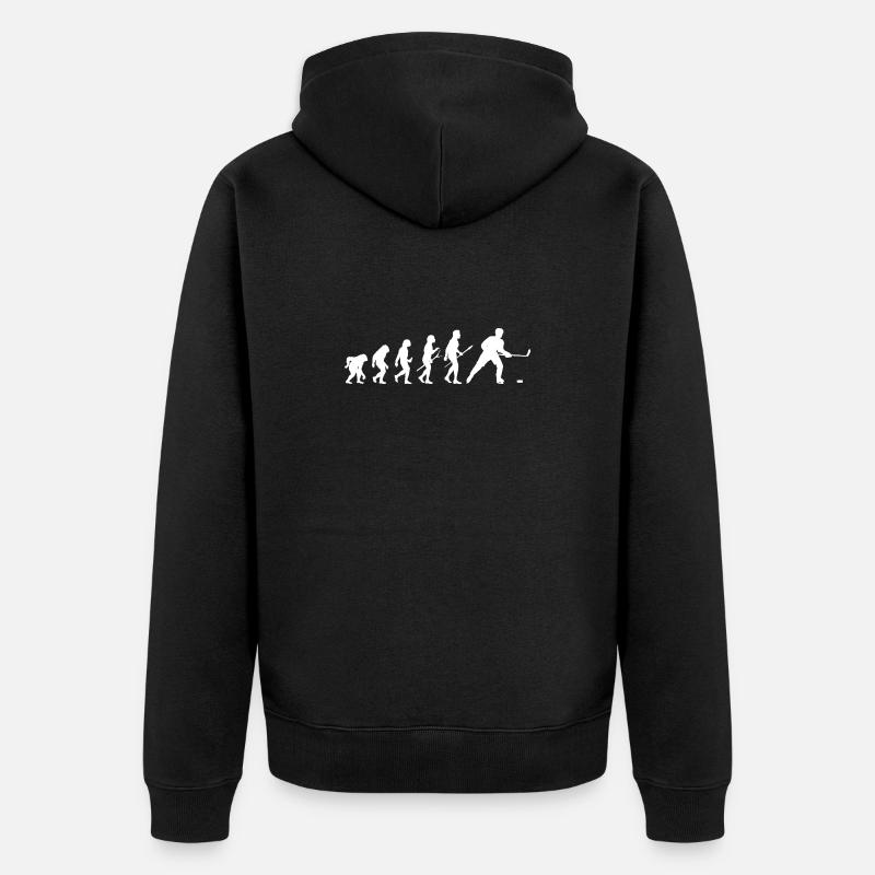 Eishockeyspieler Evolution Eishockey - Unisex Premium Bio Zip Hoodie - Schwarz