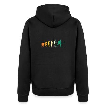 Eishockeyspieler Evolution Eishockey - Unisex Premium Bio Zip Hoodie - Schwarz - Hinten - Nico (187cm)