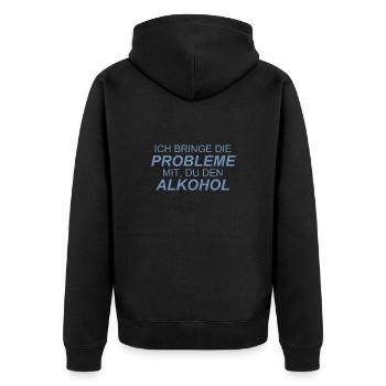 Lustige Bier Sprüche - Unisex Premium Bio Zip Hoodie - Schwarz - Hinten - Nico (187cm)